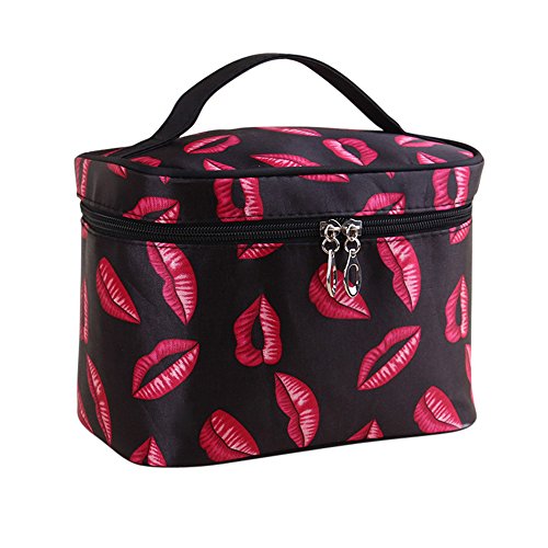 Professional Train Case Makeup Bag for Women - Large Cosmetic Organizer with Double Zipper & Brush Holder - Portable Travel Toiletry Bag for Brushes, Cosmetics & Essentials | Perfect for Travel, Salon Professionals & Home Organization