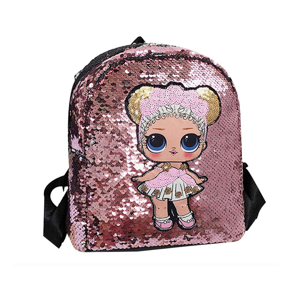 Sparkly Rainbow Cat Ear Backpack for Women & Girls - Mini Sequin Purse for Party & Travel