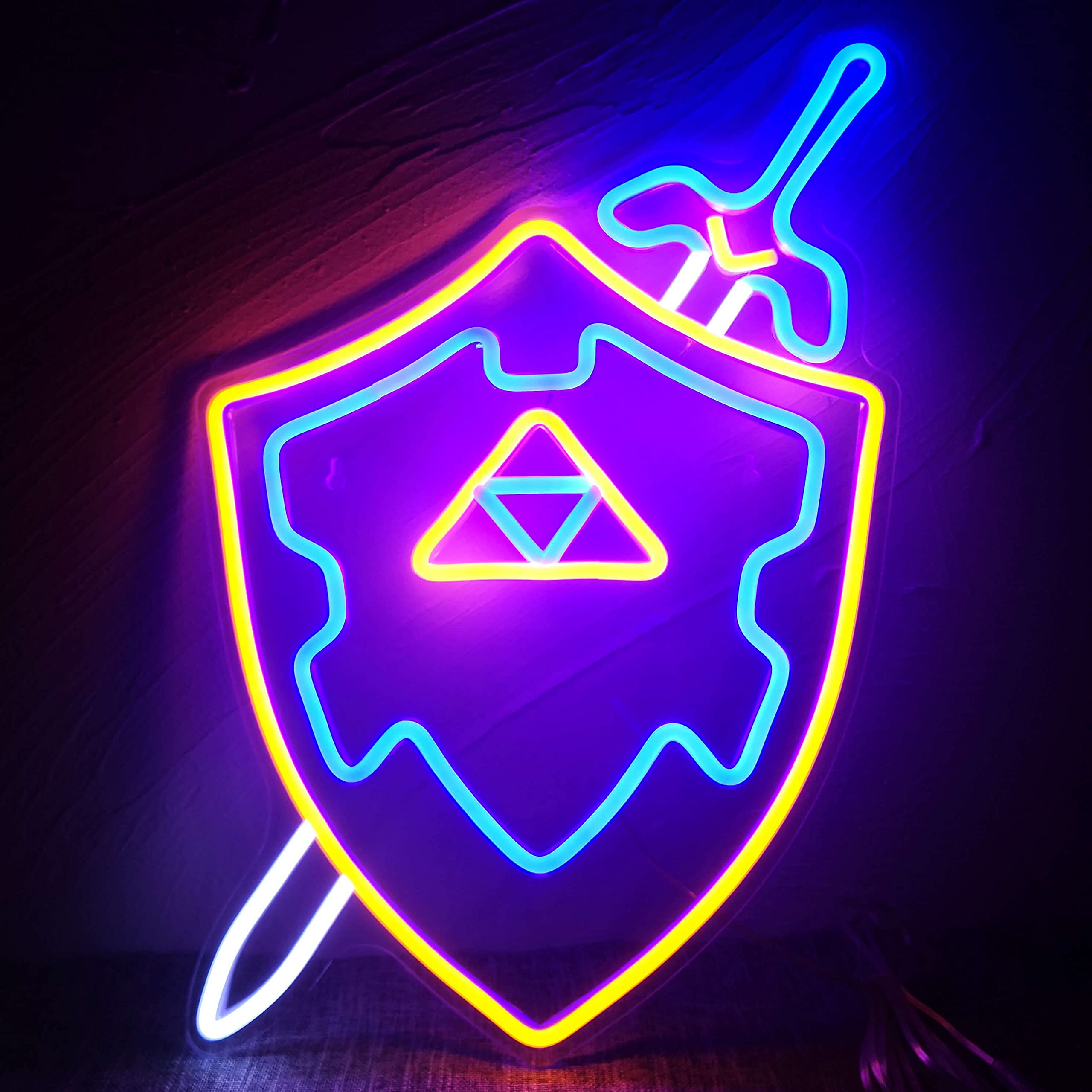 Cool Neon Sword & Shield LED Sign - Game Room Decor, Gaming Light for Teen Boys - Perfect for Bedroom, Man Cave, or Gamer Gifts (1. Sword Shield)