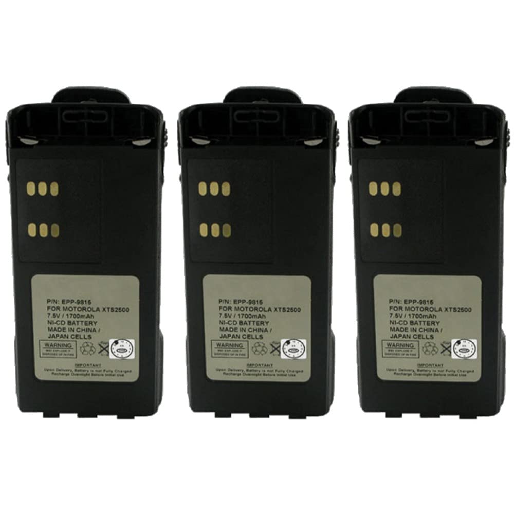 Synergy Digital 2-Way Radio Batteries for Motorola XTS2000 - Ni-CD 7.5V 1200mAh Replacement Battery (Compatible with Motorola NTN9815) - 3-Pack Combo for Emergency, Security & Outdoor Communication