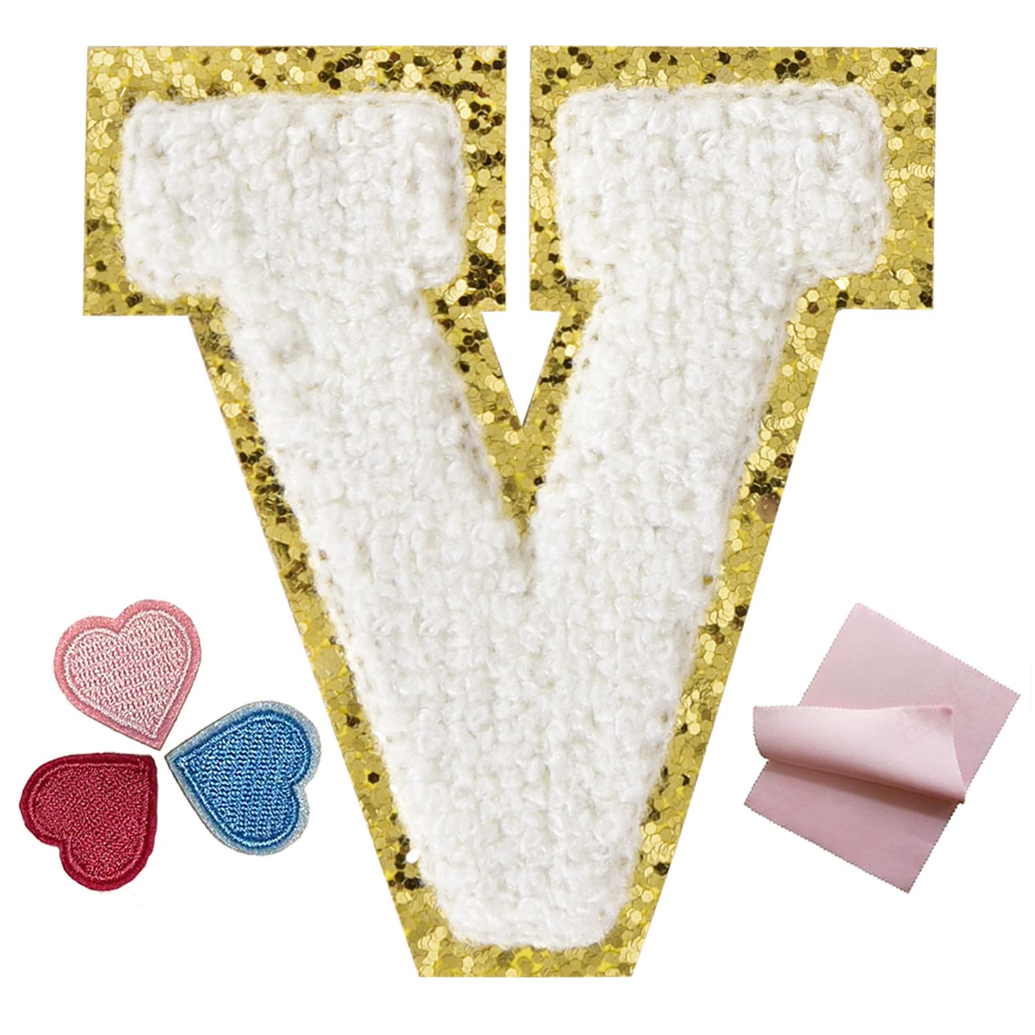 Varsity Letter Patches - White Iron-On Chenille Letters for Jackets, Backpacks & Clothing (6-Piece Set, 3.14 Inch Height) - Perfect for Customizing School Spirit Wear, Team Uniforms & DIY Crafts