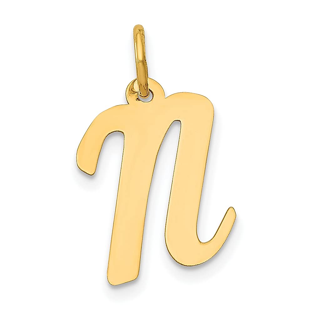 14K Yellow Gold Script Letter N Initial Monogram Charm Necklace for Women - Elegant Personalized Name Pendant Jewelry - Perfect Gift for Her, Birthday, Anniversary & Special Occasions