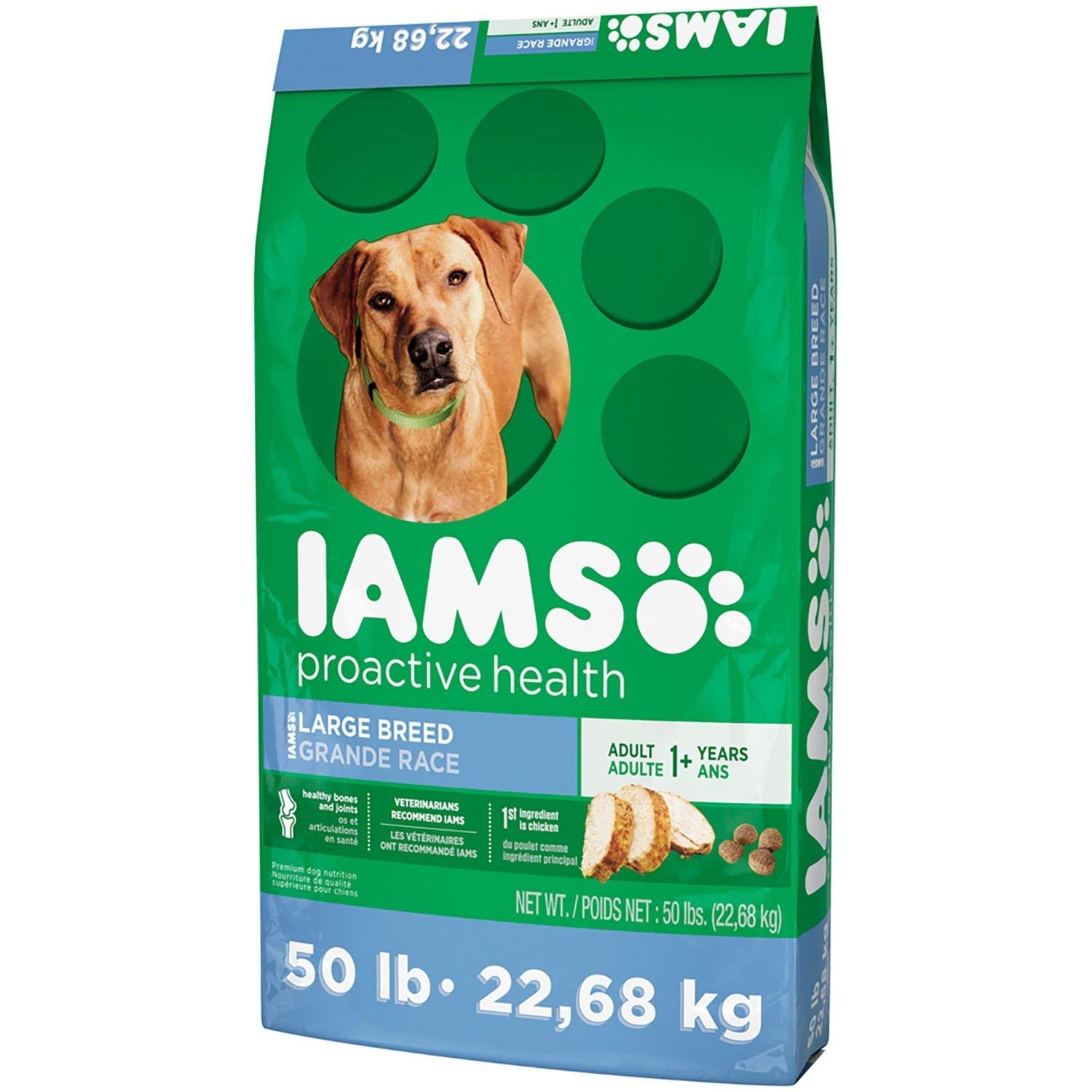 Iams ProActive Health Large Breed Adult Dry Dog Food - 50 lb Bag for Big Dogs - High Protein Nutrition for Active & Healthy Pets - Ideal for German Shepherds, Labs & Golden Retrievers