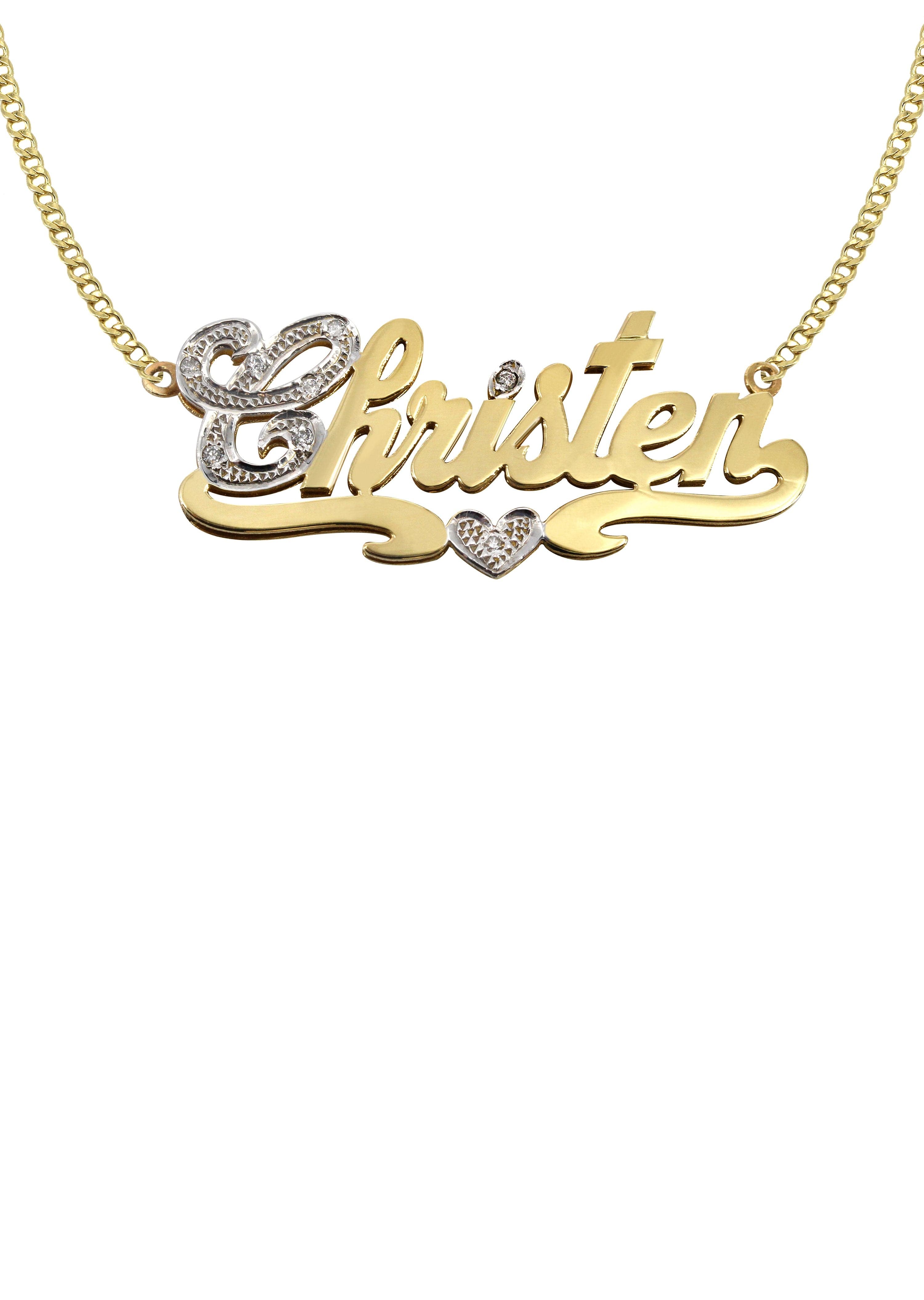 14K Gold Two Tone Name Plate Necklace - Personalized Custom Name Jewelry for Women | Perfect for Gifts, Anniversaries & Special Occasions