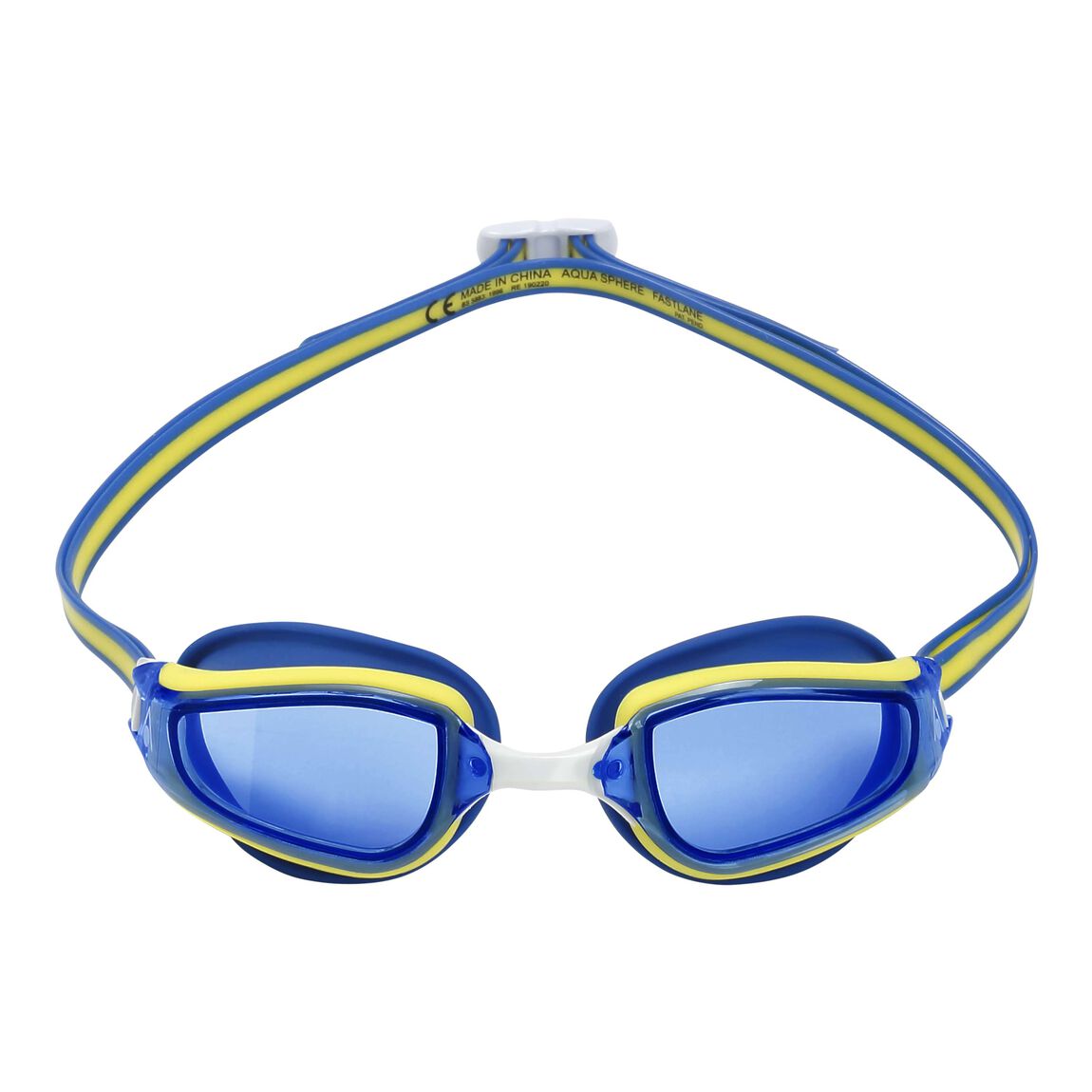 Aqua Sphere Fastlane Swimming Goggles - Blue/Yellow - Anti-Fog & UV Protection for Competitive & Recreational Swimming