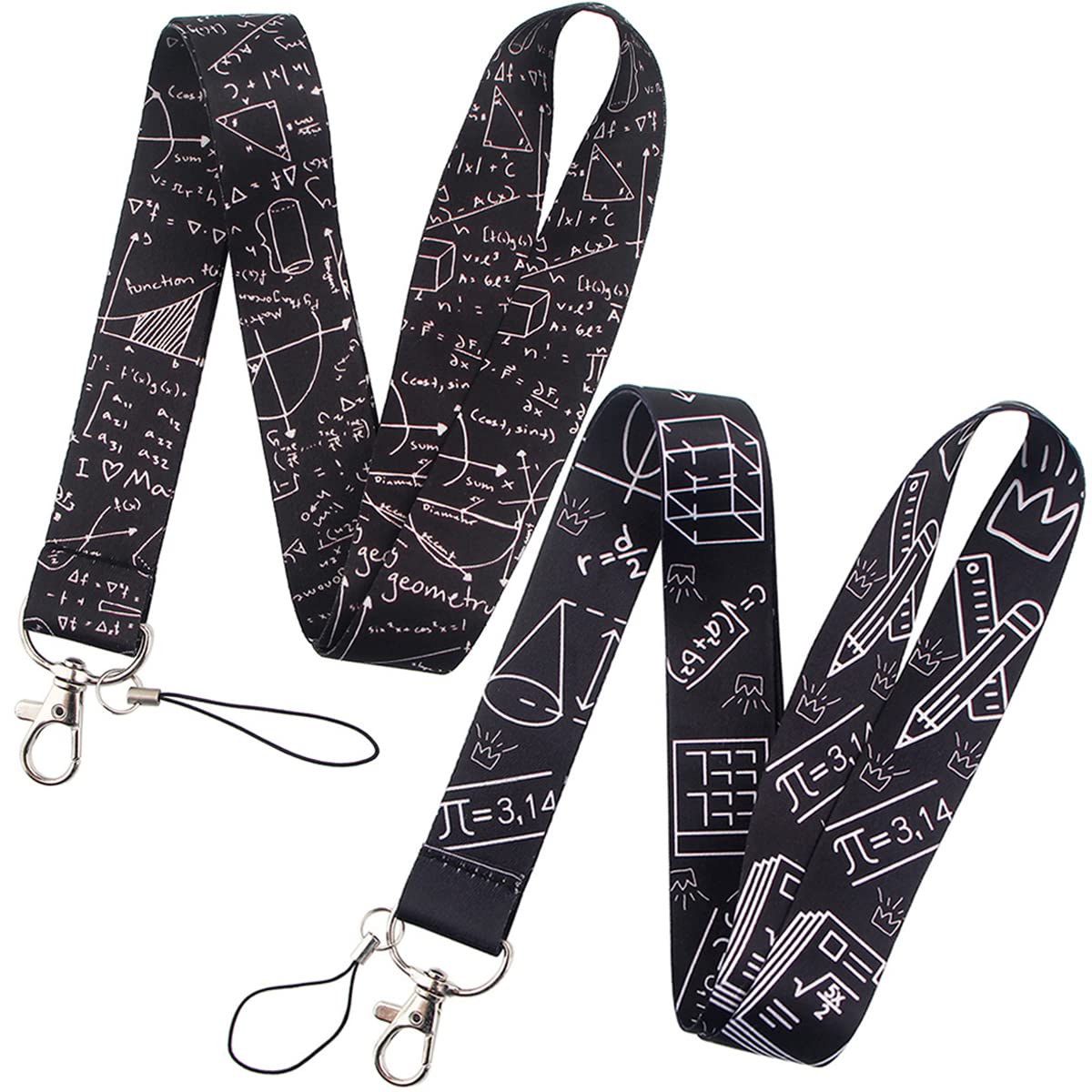Math Themed Neck Lanyard for Keys, Wallet & ID Card Holder - Durable Keychain Lanyard for Women, Men, Teachers & Students (2 Pack) - Perfect for School, Office, Conferences & Events