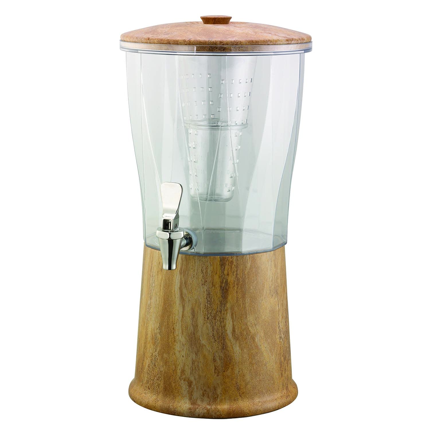 3 Gallon Stainless Steel Beverage Dispenser with Infuser Tube & Spigot - Travertine Marble Design for Parties, Weddings & Outdoor Events