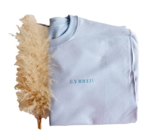 Custom Embroidered Roman Numeral Sweatshirt - Personalized Couples Crewneck for Anniversary, Wedding & Romantic Gifts | Matching His & Hers Outfits for Date Nights & Special Occasions