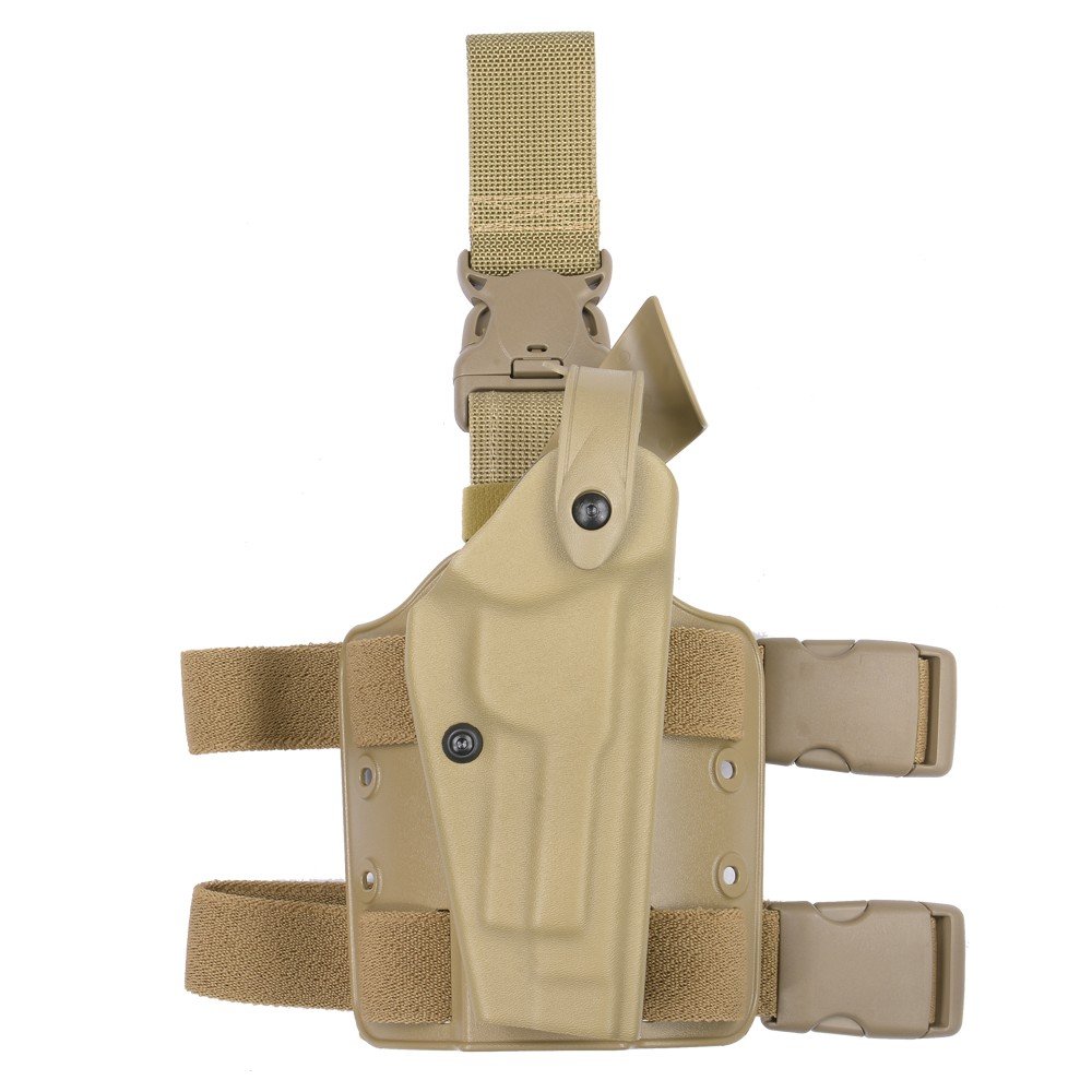 Safariland 6005 Earth Brown Tactical Holster for Beretta 92 & 96 with SLS Hood & Quick Release Leg Harness - Perfect for Law Enforcement, Military & Outdoor Shooting Ranges