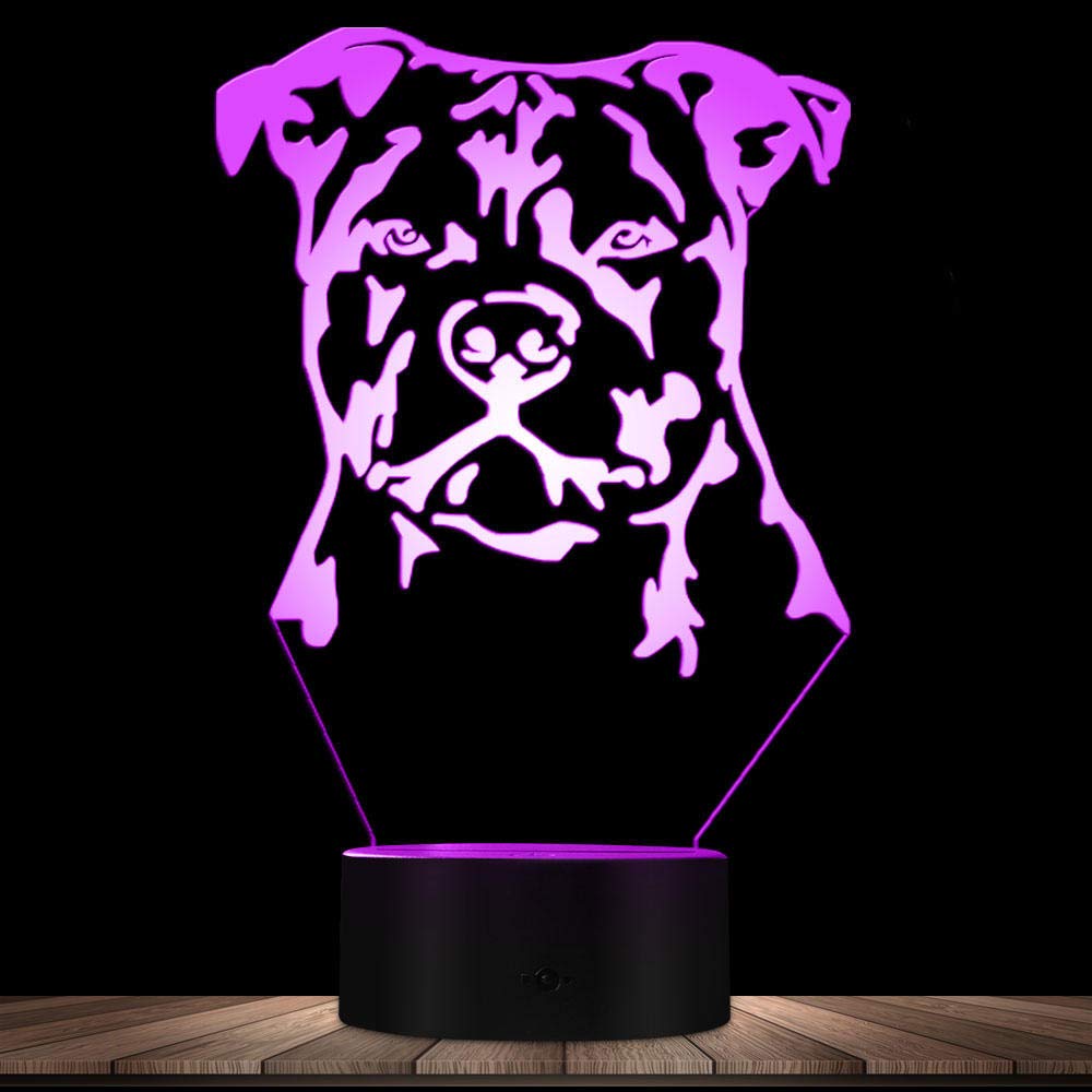 3D Illusion LED Night Light - Bull Terrier Dog Puppy Lamp, 3D Optical Illusion Table Lamp for Home Decor, Bedroom, Kids Room, Nursery, Desk Light - Perfect Night Light Gift for Dog Lovers & Pet Owners
