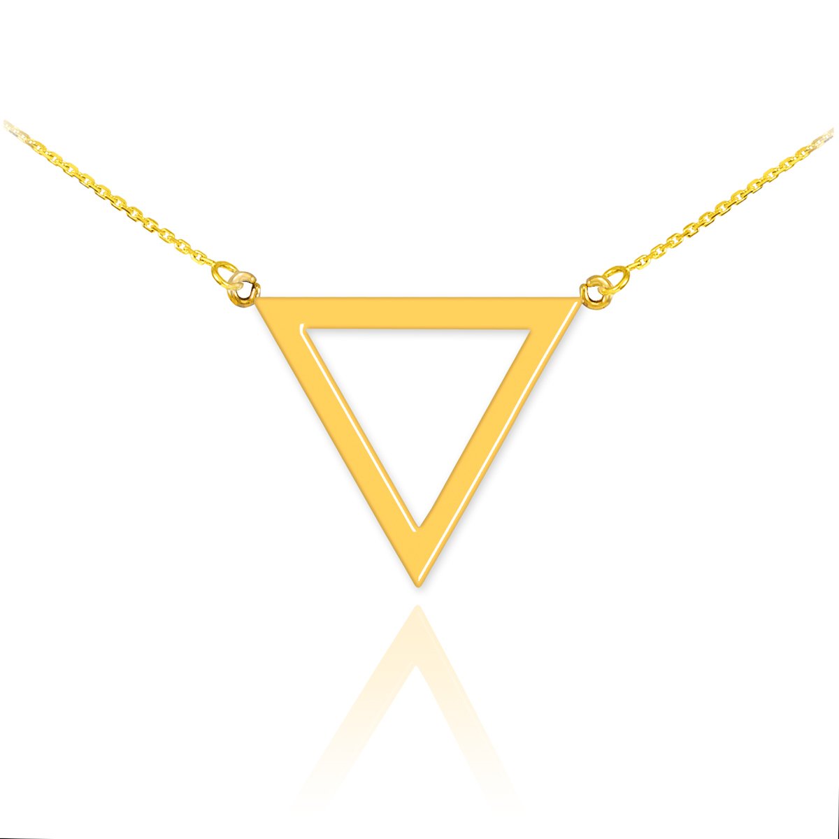 14K Yellow Gold Geometric Inverted Triangle Pendant Necklace - 20