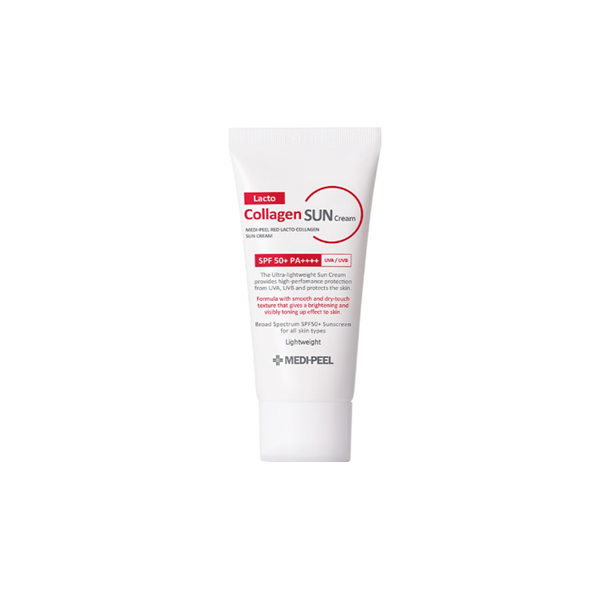 Medi Peel Red Lacto Collagen Sun Cream SPF50+ PA++++ - Anti-Aging & Hydrating Face Sunscreen for Daily UV Protection | Perfect for Outdoor Activities & Beach Days