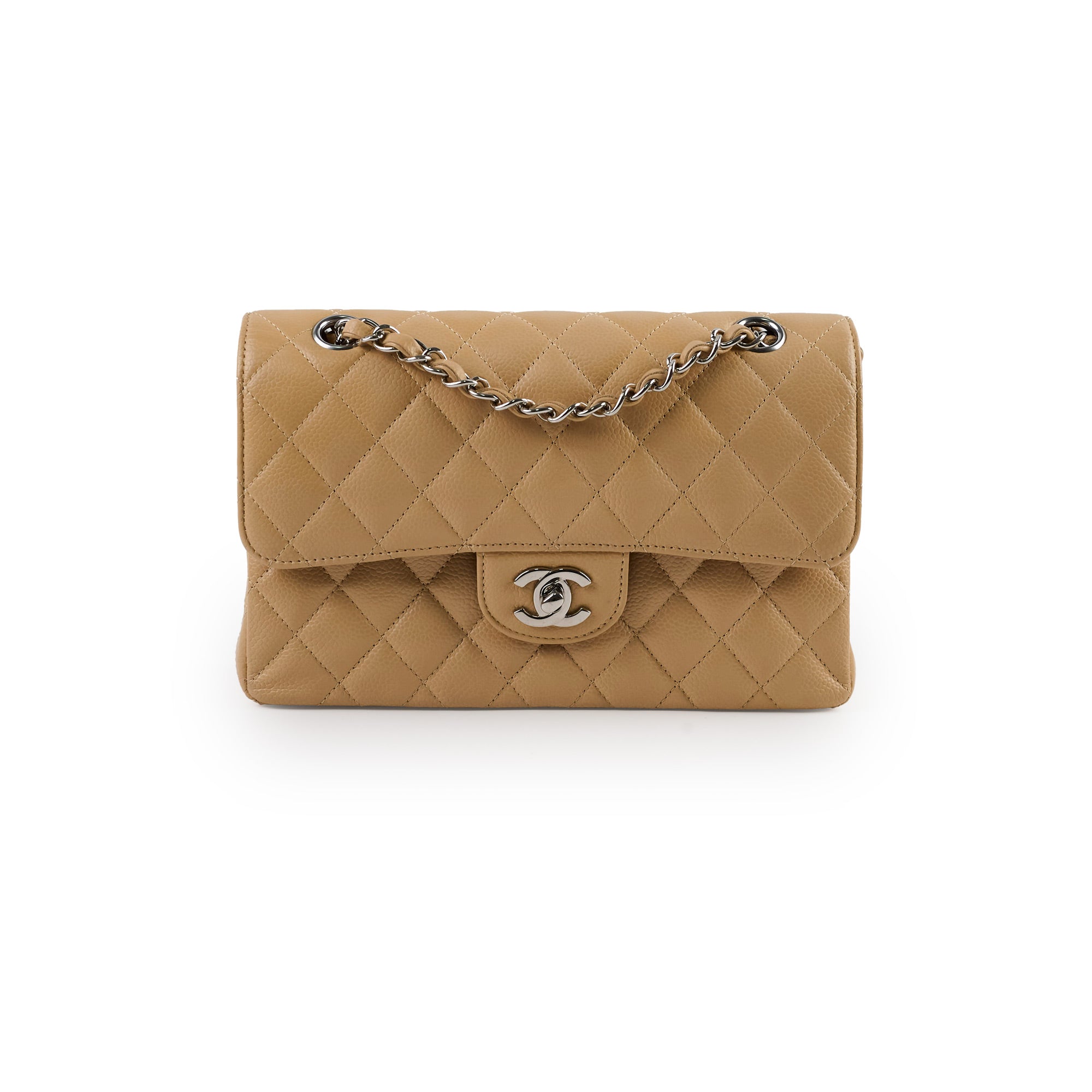 Chanel Small Caviar Double Classic Flap Bag Beige Clair - Luxury Designer Handbag for Women, Perfect for Parties, Dating & Special Occasions