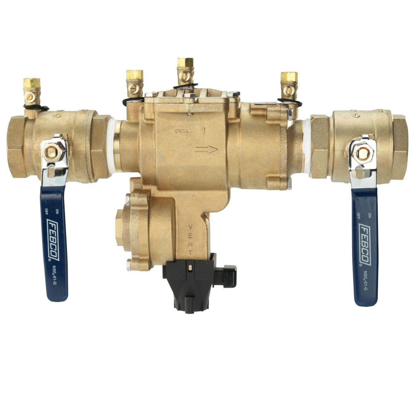 Febco 860 QT FS 2 2-Inch Bronze Reduced Pressure Zone Backflow Preventer Assembly with Quarter Turn Shutoff - Small Diameter Backflow Flood Sensor F1316 for Irrigation Systems, Water Supply Protection & Commercial Plumbing