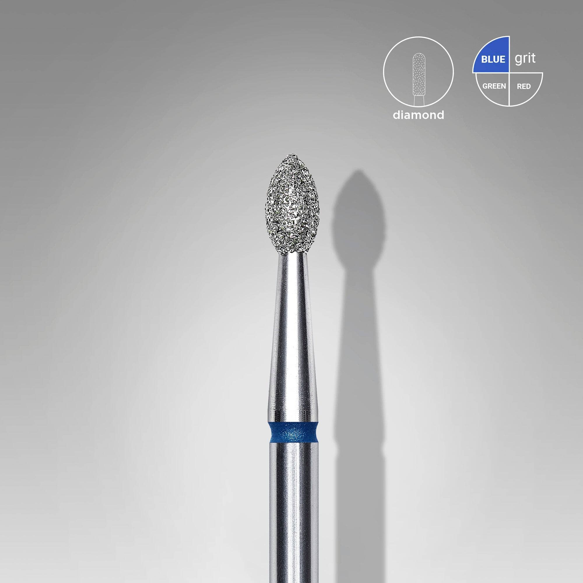 Staleks Professional Diamond Nail Drill Bit - Pointed Bud Blue 2.5mm for Acrylic & Gel Nails - Perfect for Nail Art, Salon & Home Manicure