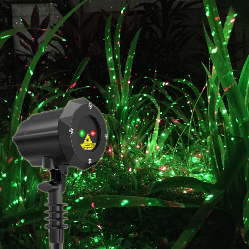 Outdoor Garden Laser Christmas Lights - Red & Green Moving Star Projector for Patio, Yard, and Holiday Decorations