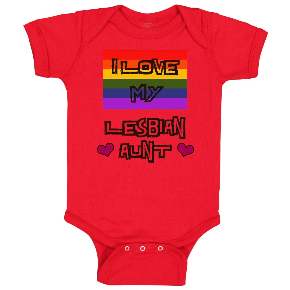 Custom Baby Bodysuit - I Love My Lesbian Aunt with Rainbow Flag - LGBTQ+ Pride Funny Cotton Onesie - Perfect for Pride Parades, Family Gatherings & LGBTQ+ Celebrations
