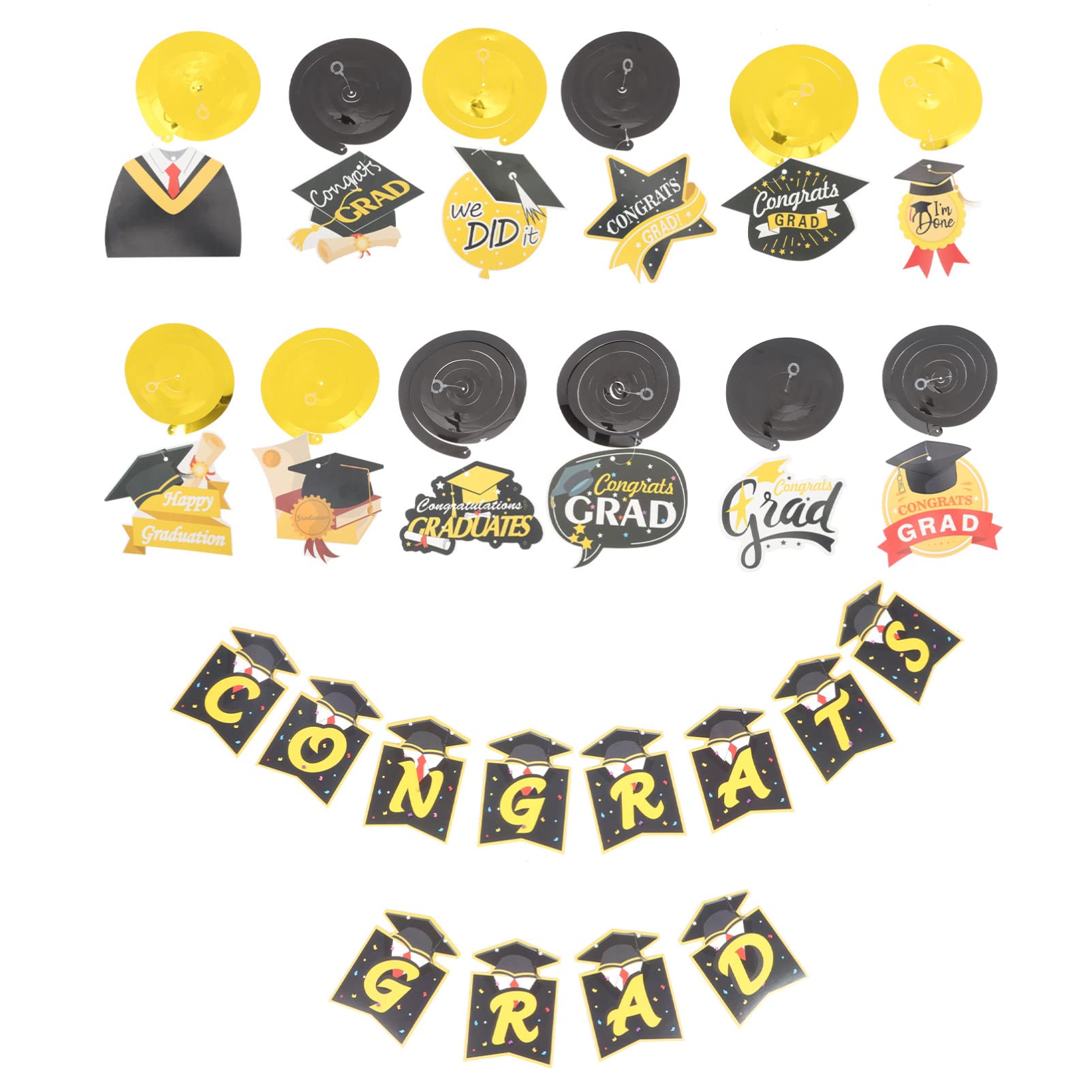 2022 Graduation Party Supplies Kit - Abaodam Graduation Decorations Set with Hanging Swirls, Ceiling Decor & String Banner for High School/College Graduation Ceremony & Celebration
