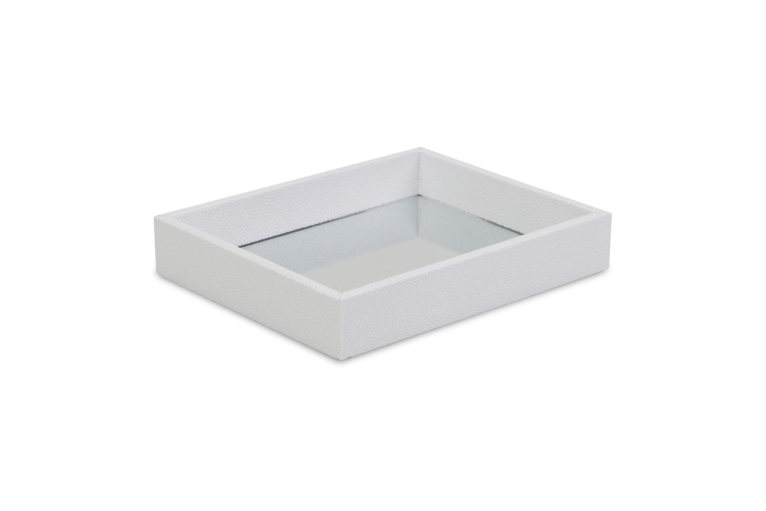 Cheung's FP-3987W White Raised Bubble Tray with Mirror - Cosmetic Organizer for Makeup Brushes & Jewelry Storage - Perfect for Vanity, Bathroom Countertop, and Dressing Table