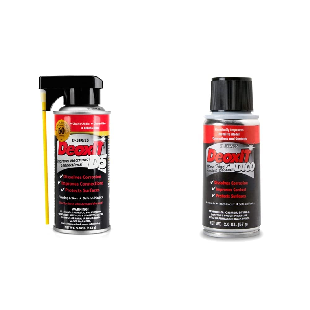 Hosa DeoxIT Contact Cleaner Bundle (5 oz. Spray + 2 oz. Spray) - Electrical Contact Cleaner for Audio Equipment, Electronics & Automotive Maintenance