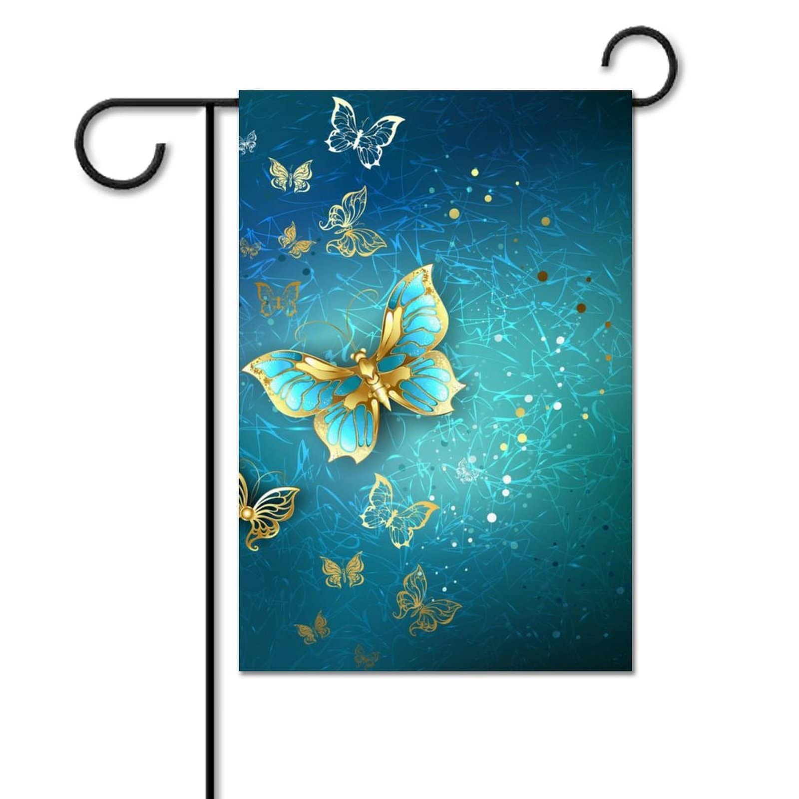 Luxury Double-Sided Gold Butterfly Garden Flag - Weather-Resistant Yard & Lawn Decoration for Patio, Porch, and Outdoor Decor | Perfect for Spring, Summer, and Special Occasions