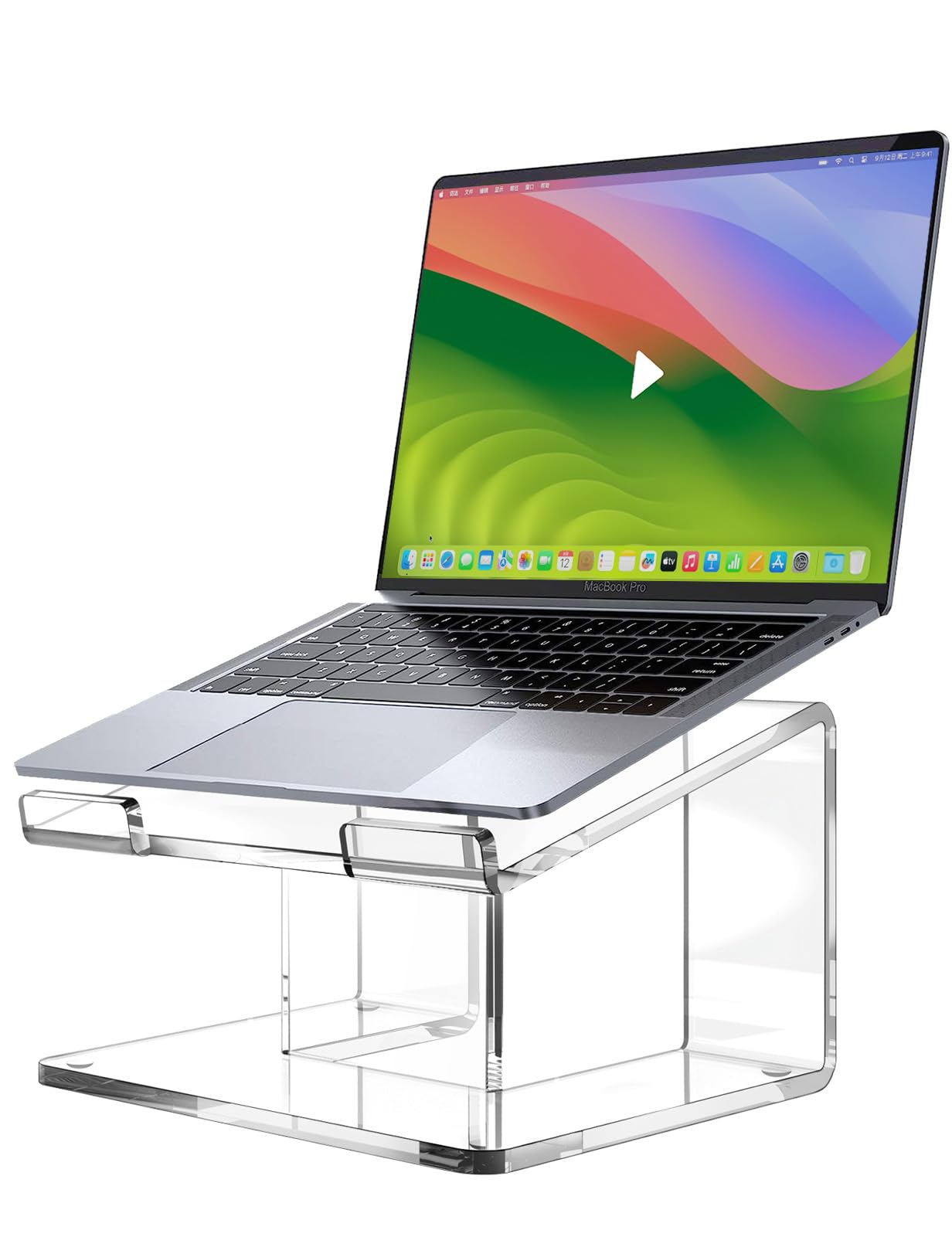Ergonomic Acrylic Laptop Stand for Desk - Adjustable Laptop Riser Holder for 15-17.3 Inch MacBooks & Notebooks (Clear) | Perfect for Home Office, Workstation & Gaming Setup