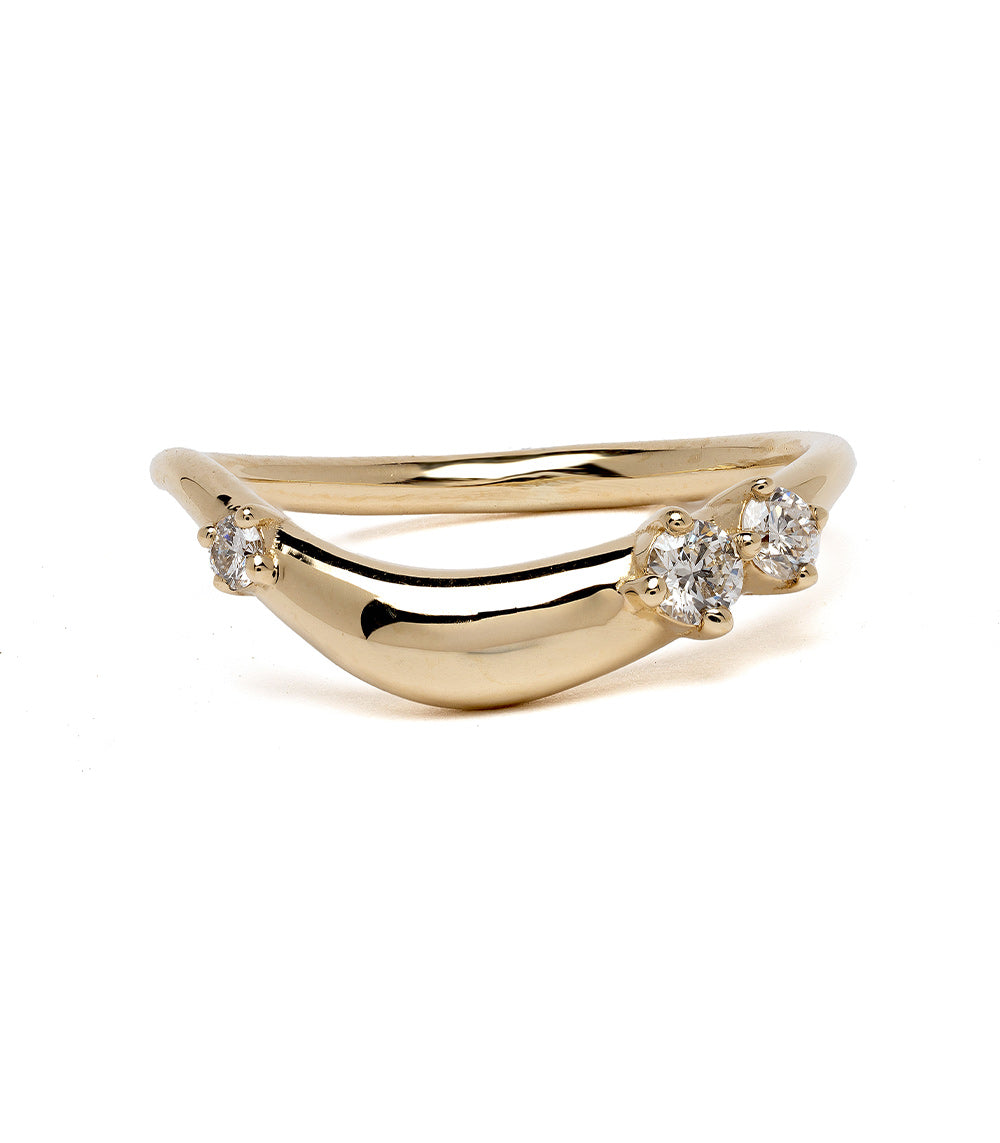 Small Melt Everyday Gold Band With Scattered Diamonds - Dainty Stackable Ring for Women, 14K Solid Gold Thin Wedding Band, Delicate Diamond Accent Ring for Everyday Wear | Perfect for Stacking, Anniversary Gifts & Bridal Jewelry