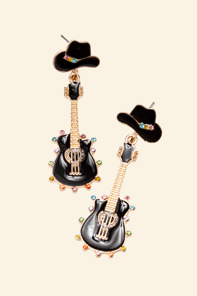 Stylish Black Guitar Earrings for Women - Trendy Music-Themed Jewelry Gift for Musicians & Music Lovers - Perfect for Concerts, Parties & Everyday Wear