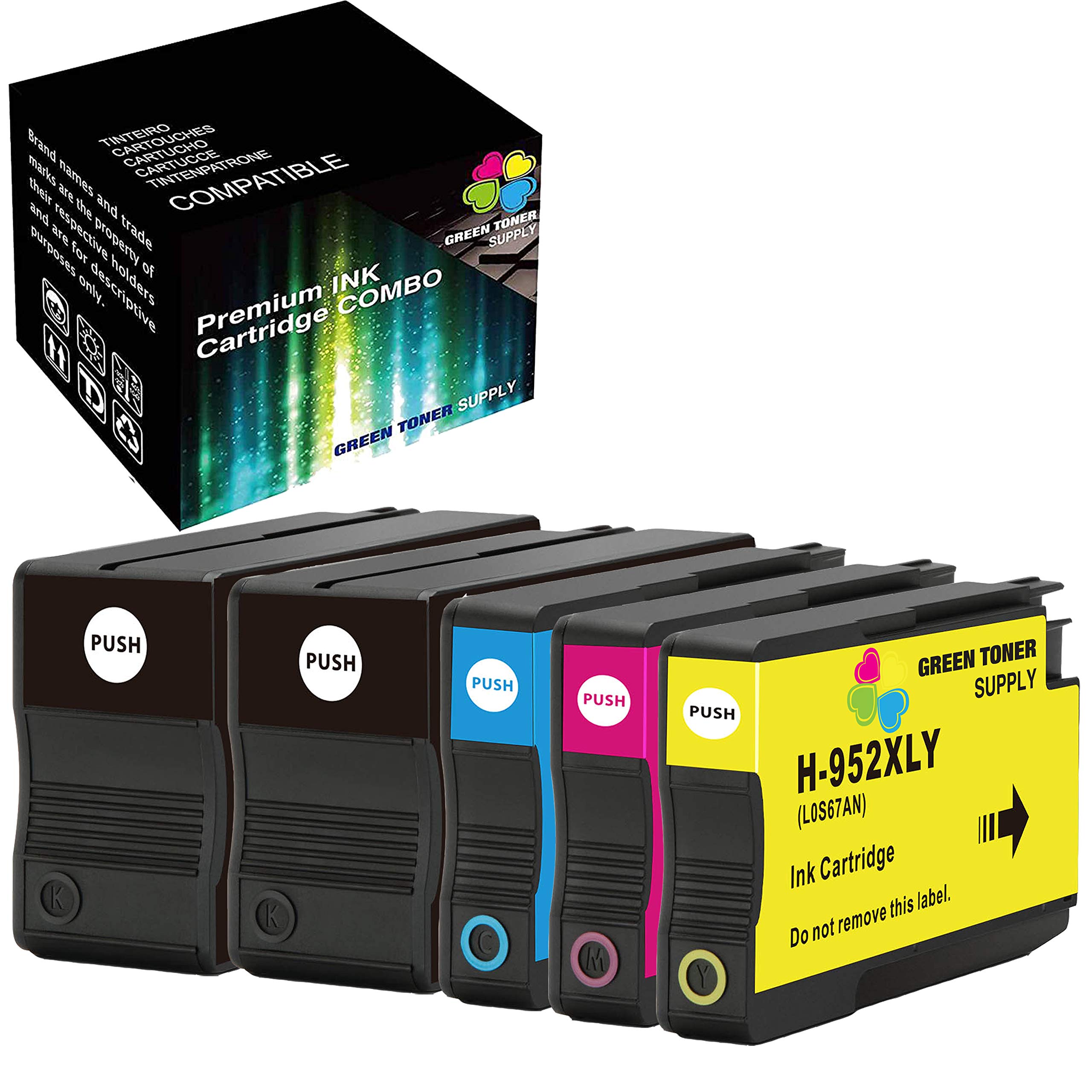5-Pack 952XL Ink Cartridge (2 Black, 1 Cyan, 1 Magenta, 1 Yellow) - Compatible with HP OfficeJet Pro 7720/7740/8710/8715/8720 All-in-One Printers - High-Quality Replacement for Home & Office Printing Needs