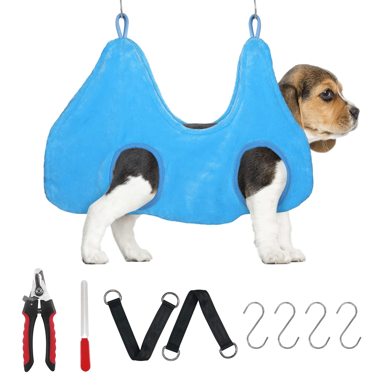 CLINFISH 2-in-1 Pet Grooming Hammock with Nail Clippers & Drying Towel - Adjustable Puppy Kitty Bath Bag Cage with Hanging Hook for Easy Washing, Drying & Grooming at Home | Perfect for Small Dogs & Cats