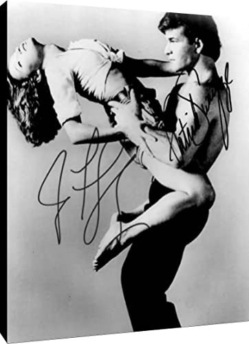 Dirty Dancing Movie Wall Art - Framed Canvas Print of Patrick Swayze & Jennifer Grey Lift Scene (16x20 Inches) - Perfect for Home Theater Decor, Movie Room & Dance Studio Wall Art