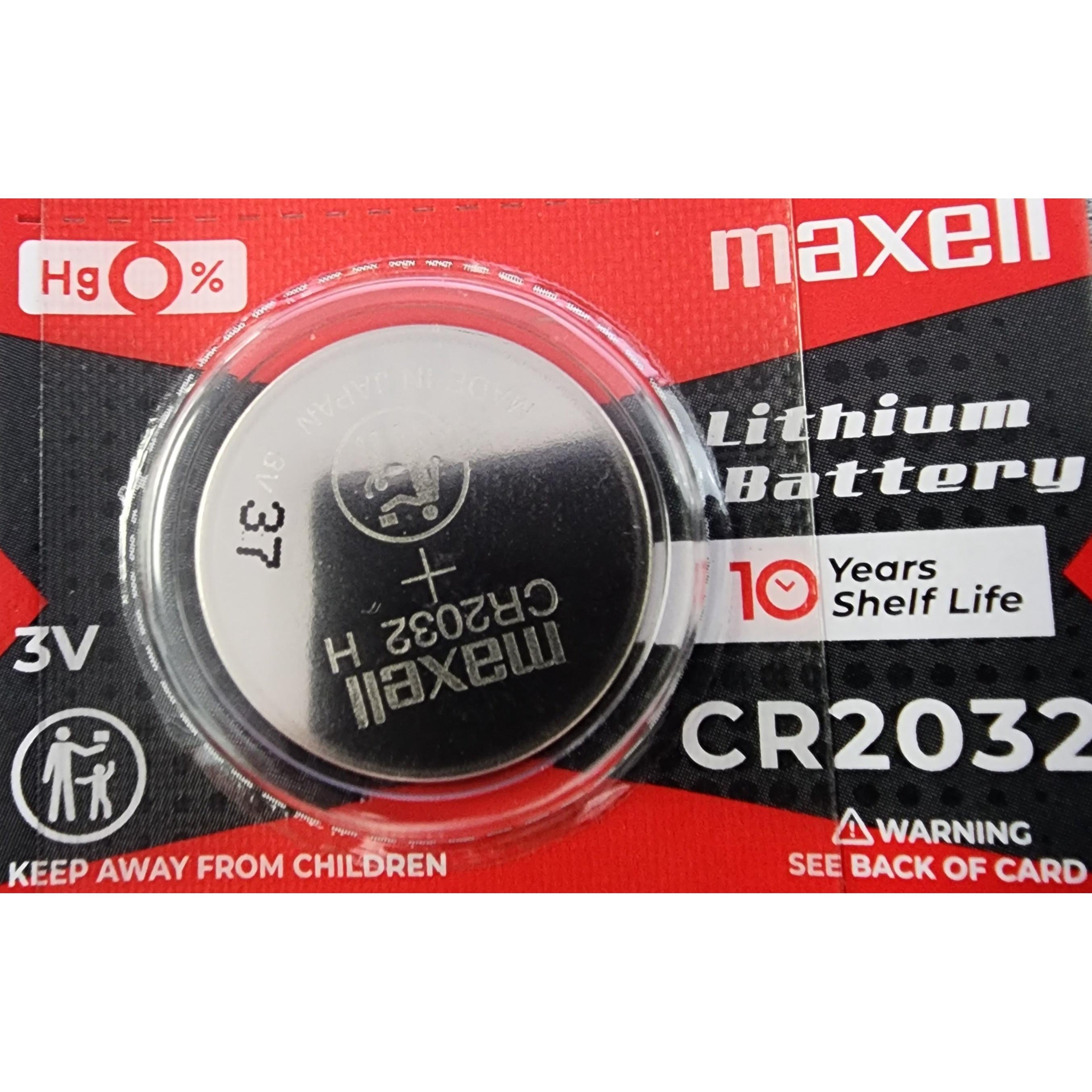 Maxell CR2032 3V Lithium Coin Battery - 1 Pack (10 Batteries) - Long Lasting Power for Watches, Calculators, Key Fobs & Medical Devices