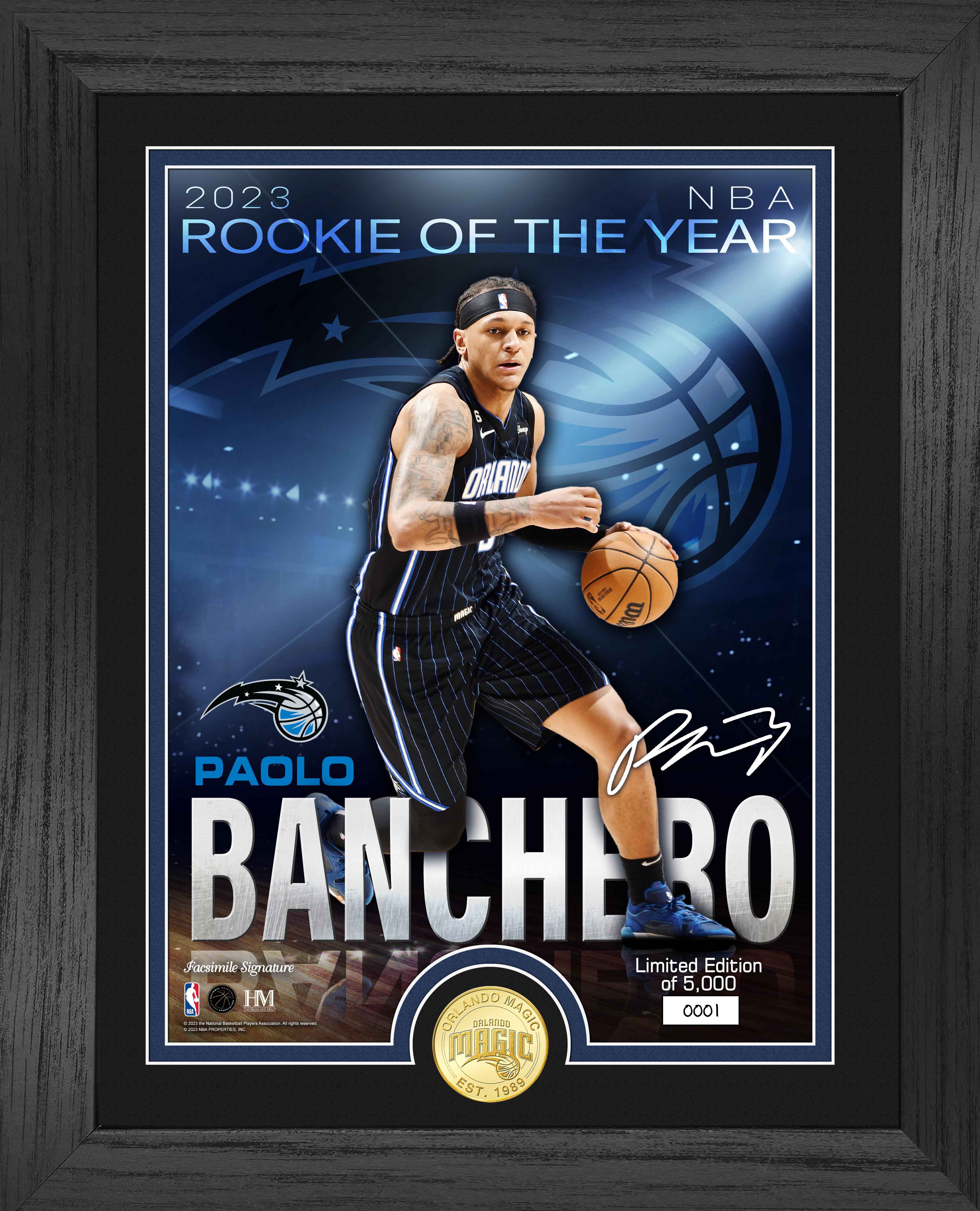 Paolo Banchero Orlando Magic 2023 NBA Rookie of the Year Bronze Commemorative Coin - Collectible Sports Memorabilia for Basketball Fans and Coin Collectors - Perfect for Display Cases, Man Caves, and Sports Themed Gifts