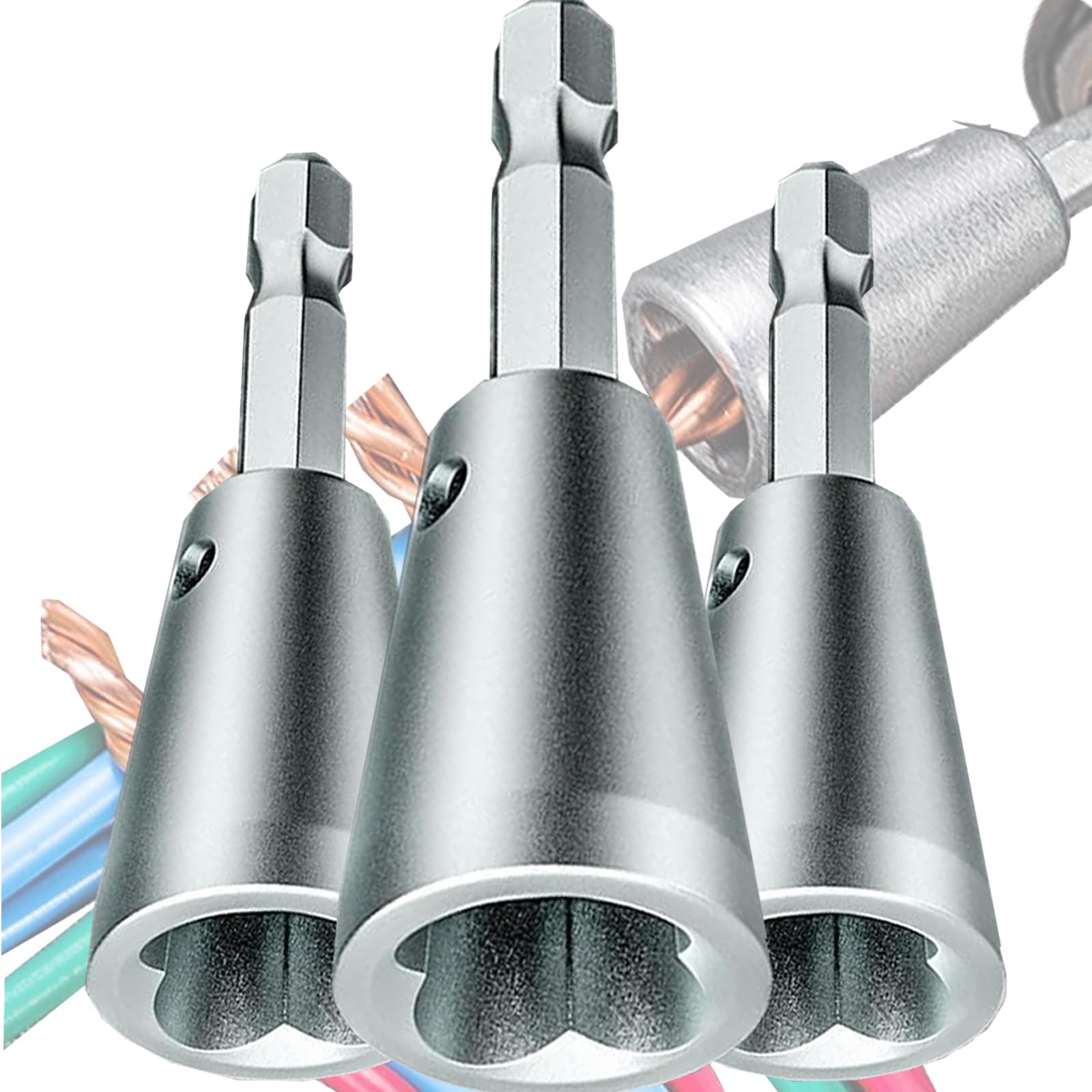 3 PCS Wire Twisting Tool Set - Electric Drill Wire Connector & Nut Twister for Quick Cable Stripping and Twisting | Perfect for Electrical Wiring, DIY Projects, and Professional Electricians