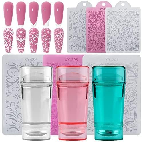 D.B.Z.® Double Ended Nail Art Stampers - Silicone Stamping Pens with Nail Seal Plate - Professional Manicure Stamping Kit for Home & Salon Use - Perfect for DIY Nail Designs & Creative Nail Art
