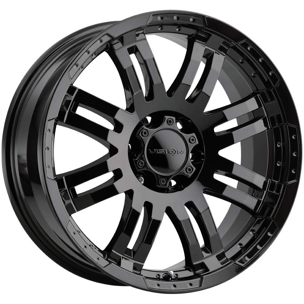 Vision 375 WARRIOR Custom Wheel - 20x9, 18 Offset, 5x139.7 Bolt Pattern, 108mm Hub - Gloss Black Rim for Trucks & SUVs - Off-Road & Street Performance