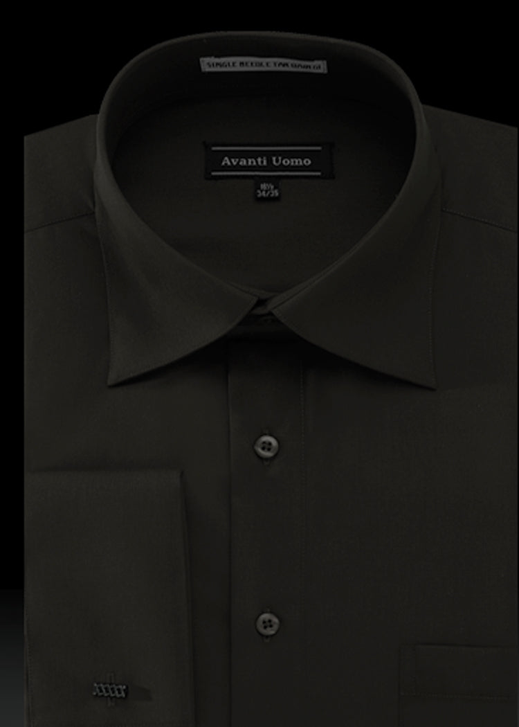 Avanti Uomo Premium French Cuff Dress Shirt DN32M - Black Formal Business Shirt for Men | Perfect for Weddings, Office & Special Occasions