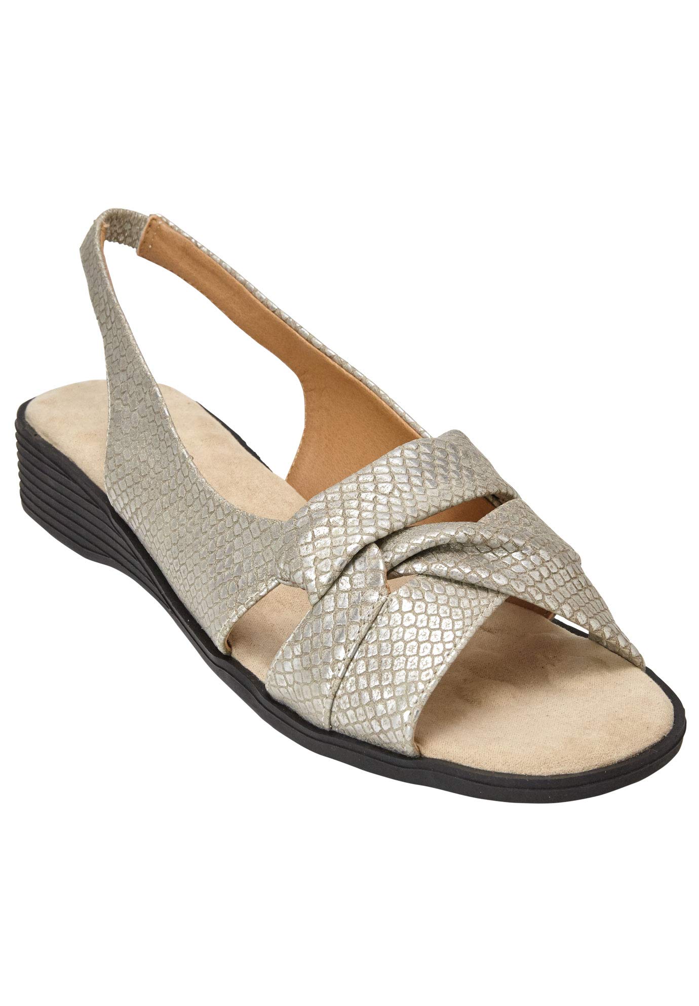 Comfortview Women's Wide Width Pearl Sandals - Comfortable & Stylish Summer Casual Shoes for Walking, Travel, and Beach Outfits