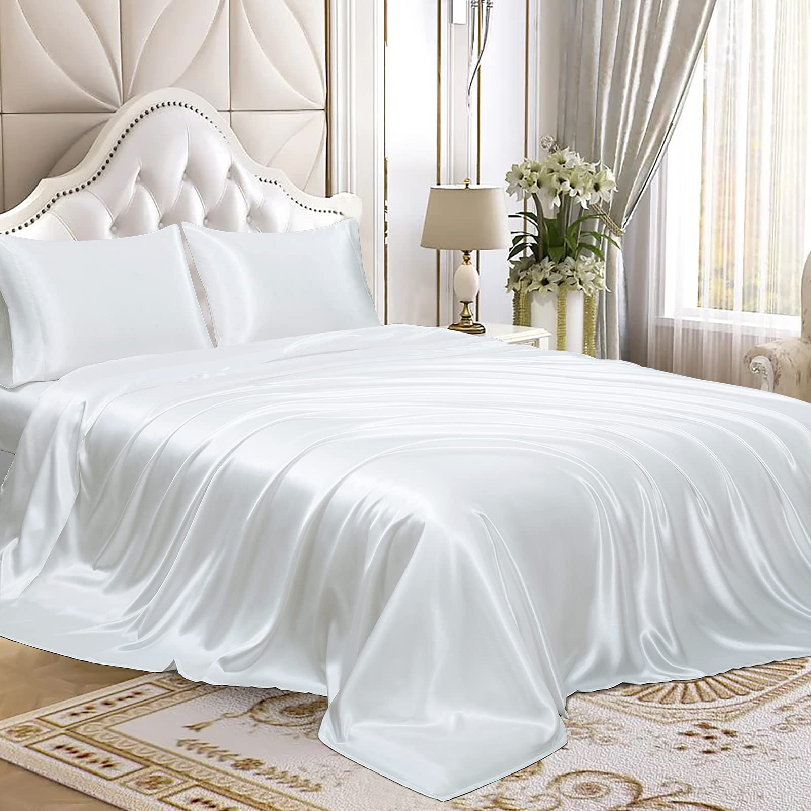 Luxury 6-Piece Satin Bedding Set - Silky Soft Satin Sheets with 21