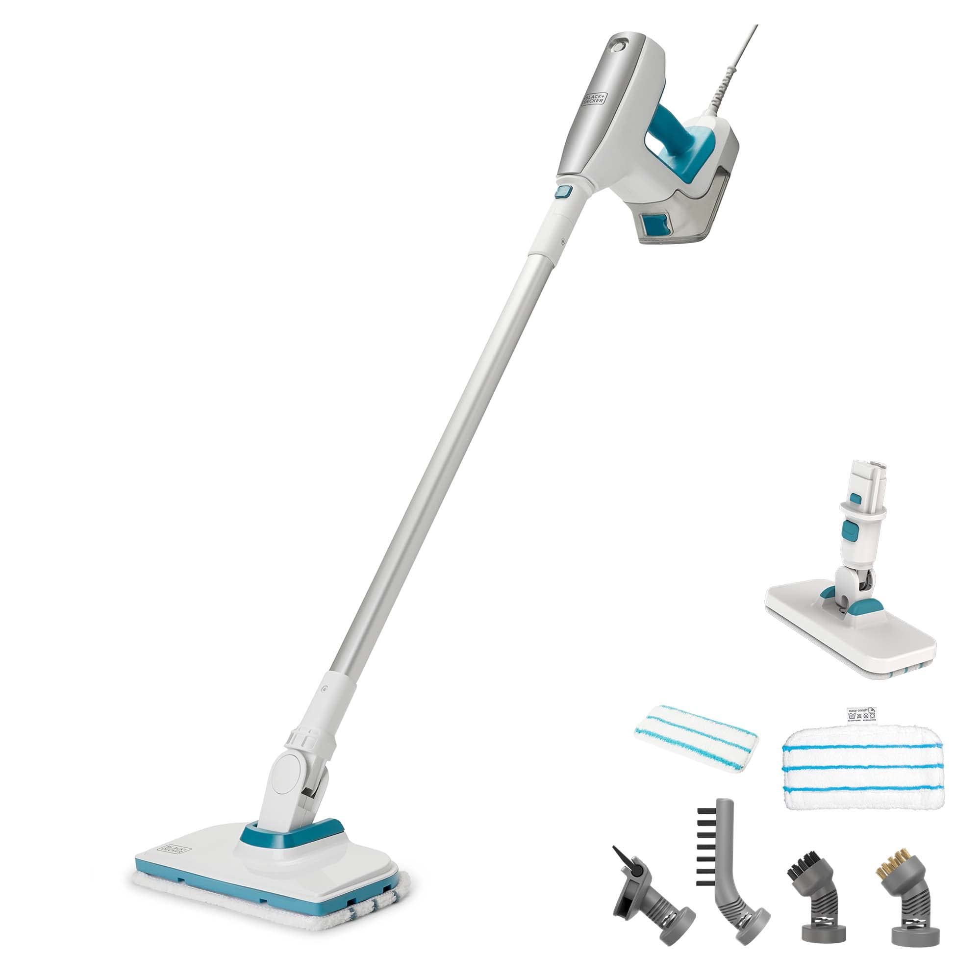 BLACK+DECKER Multi-Purpose Steam Mop & Handheld Steamer with 6 Attachments - BHSM15FX08 Corded Floor Cleaner for Hardwood, Tile & Carpet | Perfect for Home Deep Cleaning & Sanitizing