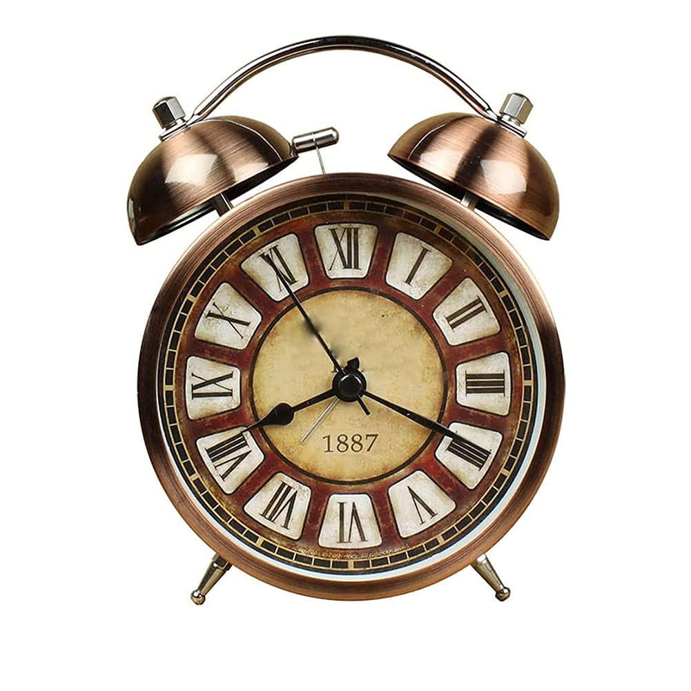 Vintage Retro Metal Alarm Clock - Battery-Free Desk Clock for Home, Office & Bedroom | Classic Design with Loud Alarm for Heavy Sleepers