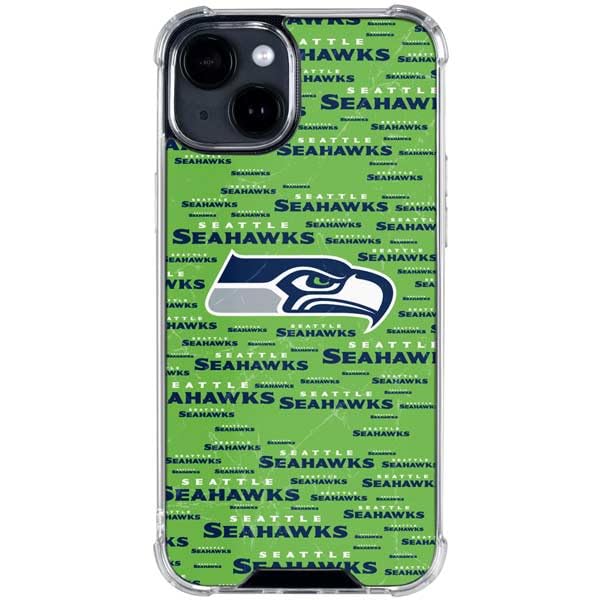Official NFL Seattle Seahawks Green Blast Design Clear Phone Case for iPhone 15 Plus - Durable Protective Cover for Everyday Use, Sports Events & Travel