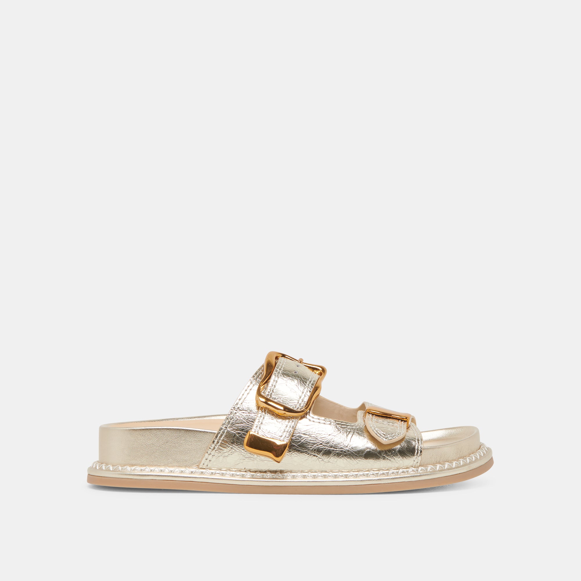 SEVANA Women's Light Gold Distressed Leather Sandals - Comfortable Casual Summer Shoes for Beach, Travel & Everyday Wear