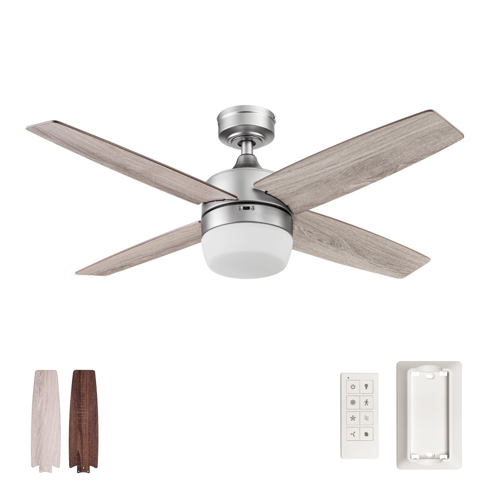 44 Inch Brushed Nickel Ceiling Fan with Remote Control - Modern Cooling for Living Room, Bedroom & Office