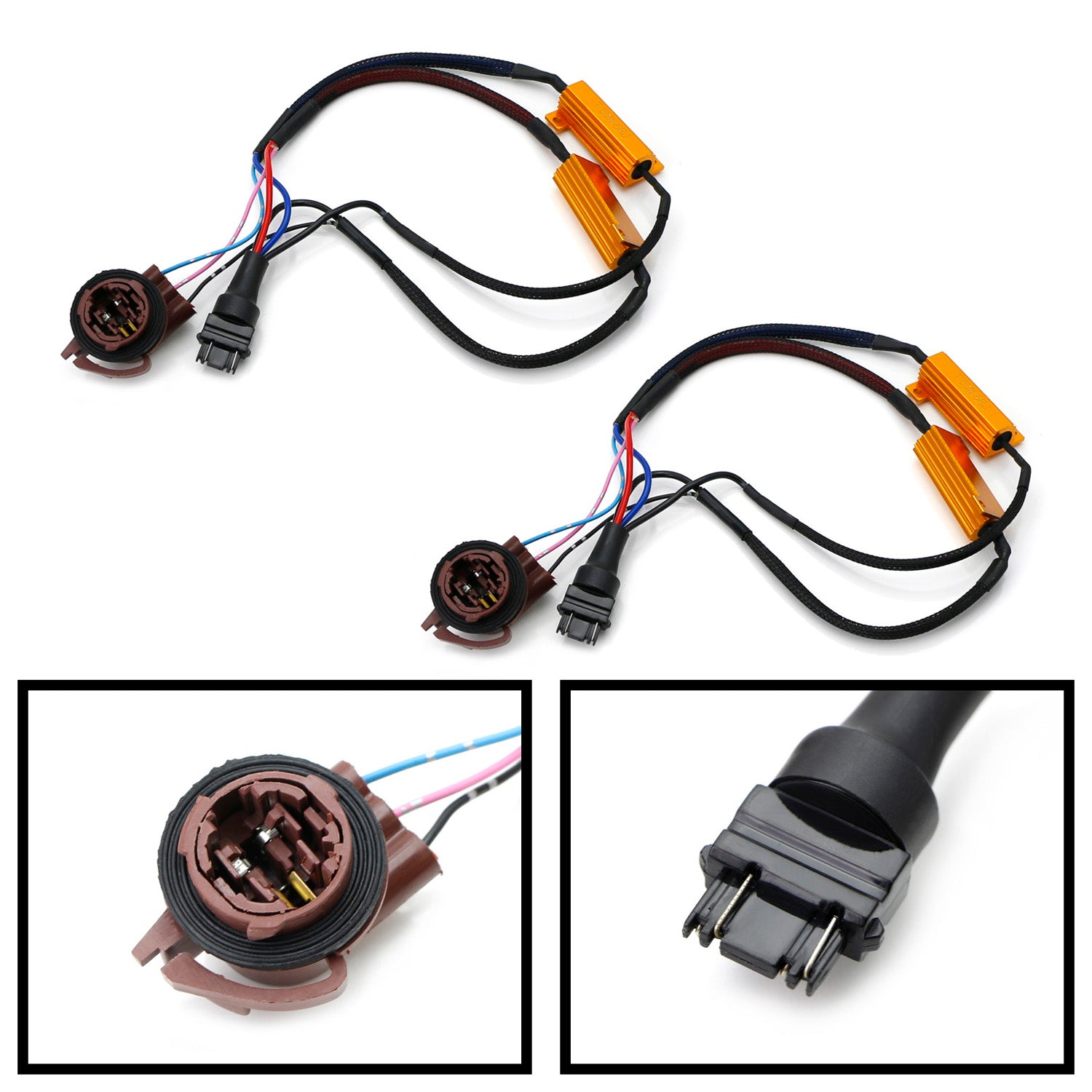 3157 4157 LED Turn Signal Bulbs - Hyper Flash Fix & Brake Light Wiring Adapters for Cars, Trucks, SUVs - Easy Installation & Error-Free Operation