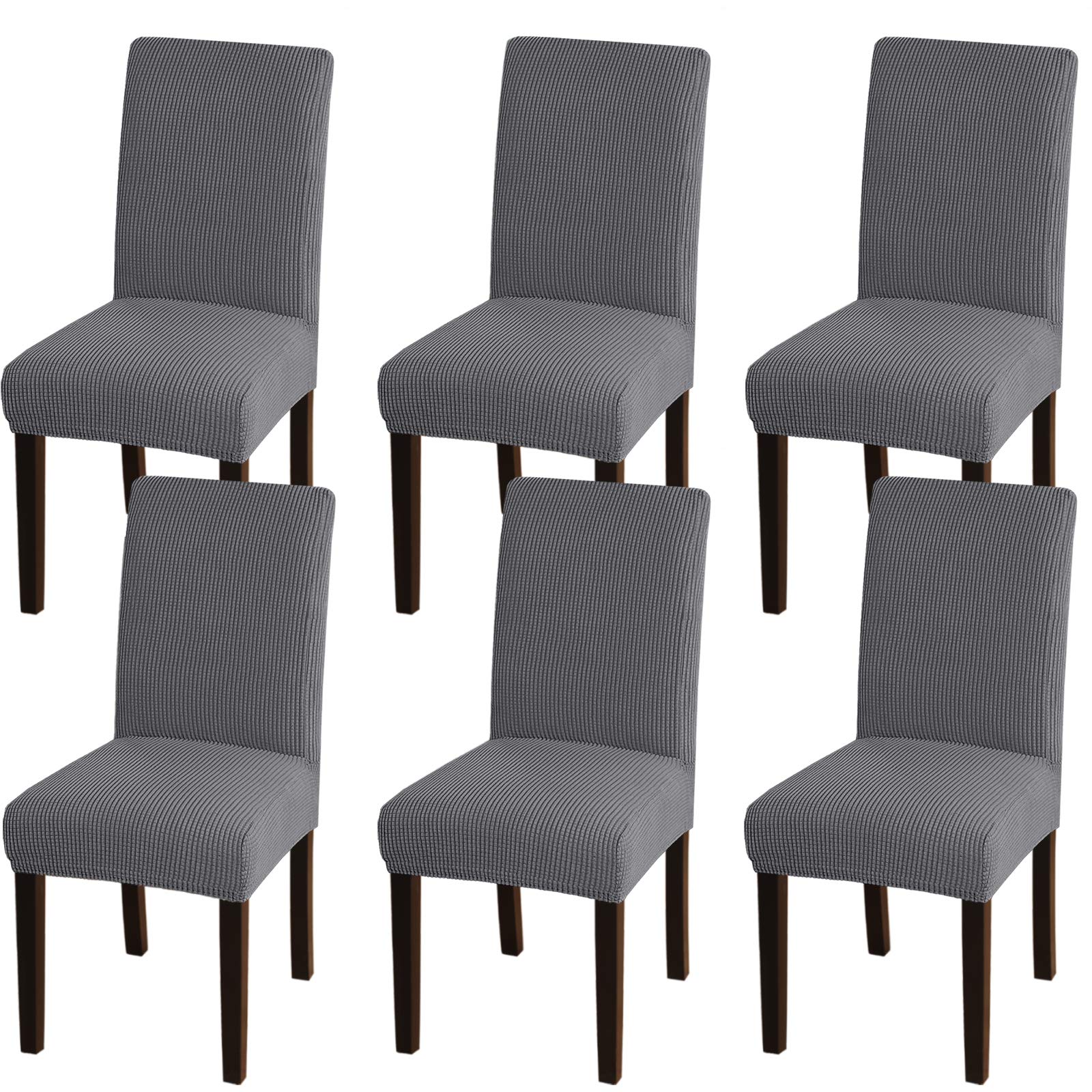 **Turquoise Stretchable Dining Chair Covers Set of 6 - Grey Spandex Seat Protectors for Home, Hotel & Events - Washable & Universal Fit for Parson Chairs - Perfect for Weddings, Parties & Everyday Dining**
