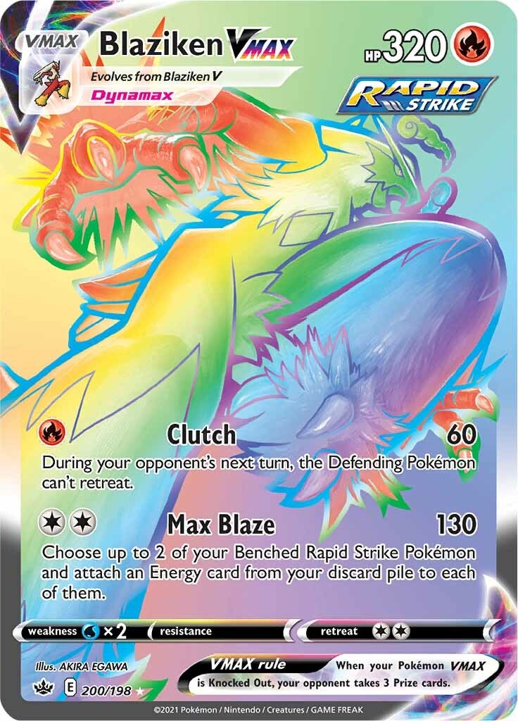 Blaziken VMAX Secret Rare Pokemon Card SWSH06 200/198 - Collectible Trading Card for Battles & Display