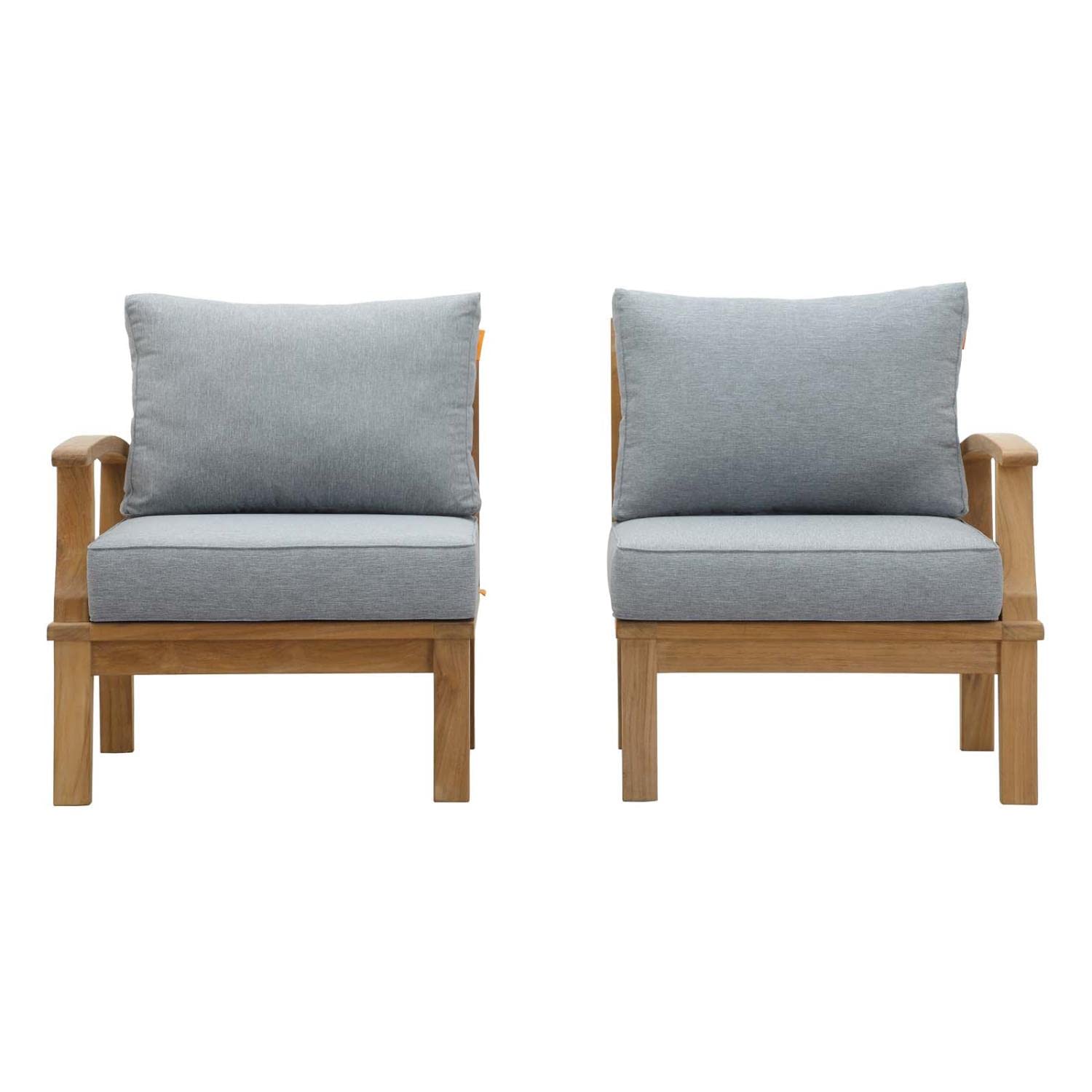 Modway EEI-1822-NAT-GRY-SET Marina Premium Grade A Teak Wood 2-Piece Outdoor Patio Furniture Set - Natural Gray - Perfect for Backyard, Poolside & Garden Relaxation
