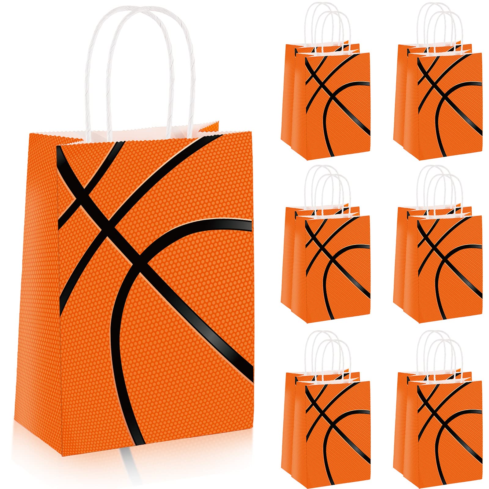 36-Piece Basketball Party Favor Bags - Sports Themed Treat Bags with Handles for Candy, Snacks & Goodies - Perfect for Birthday Parties, Game Day Decorations & Team Celebrations