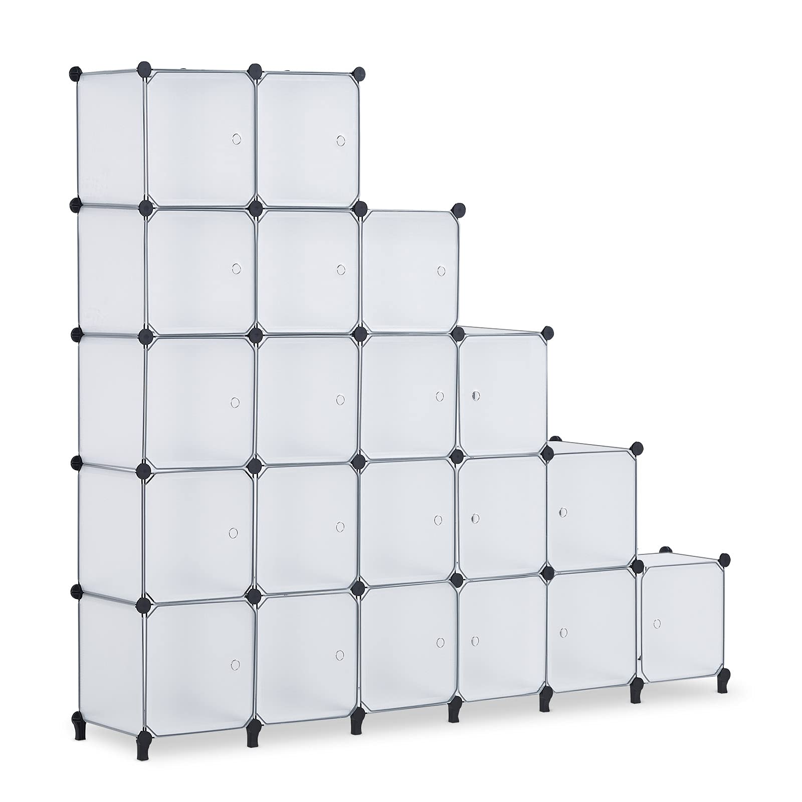 GUOXY 20-Cube Storage Organizer with Doors - Modular Closet Organizer, DIY Cabinet Shelves for Clothes, Books, Shoes & Toys | Portable Wardrobe for Bedroom, Nursery, Office & Dorm Organization